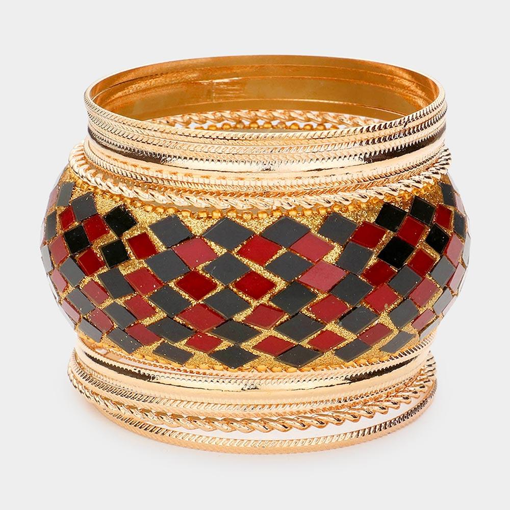 Red 11PCS - Multi Layered Bangle Bracelets