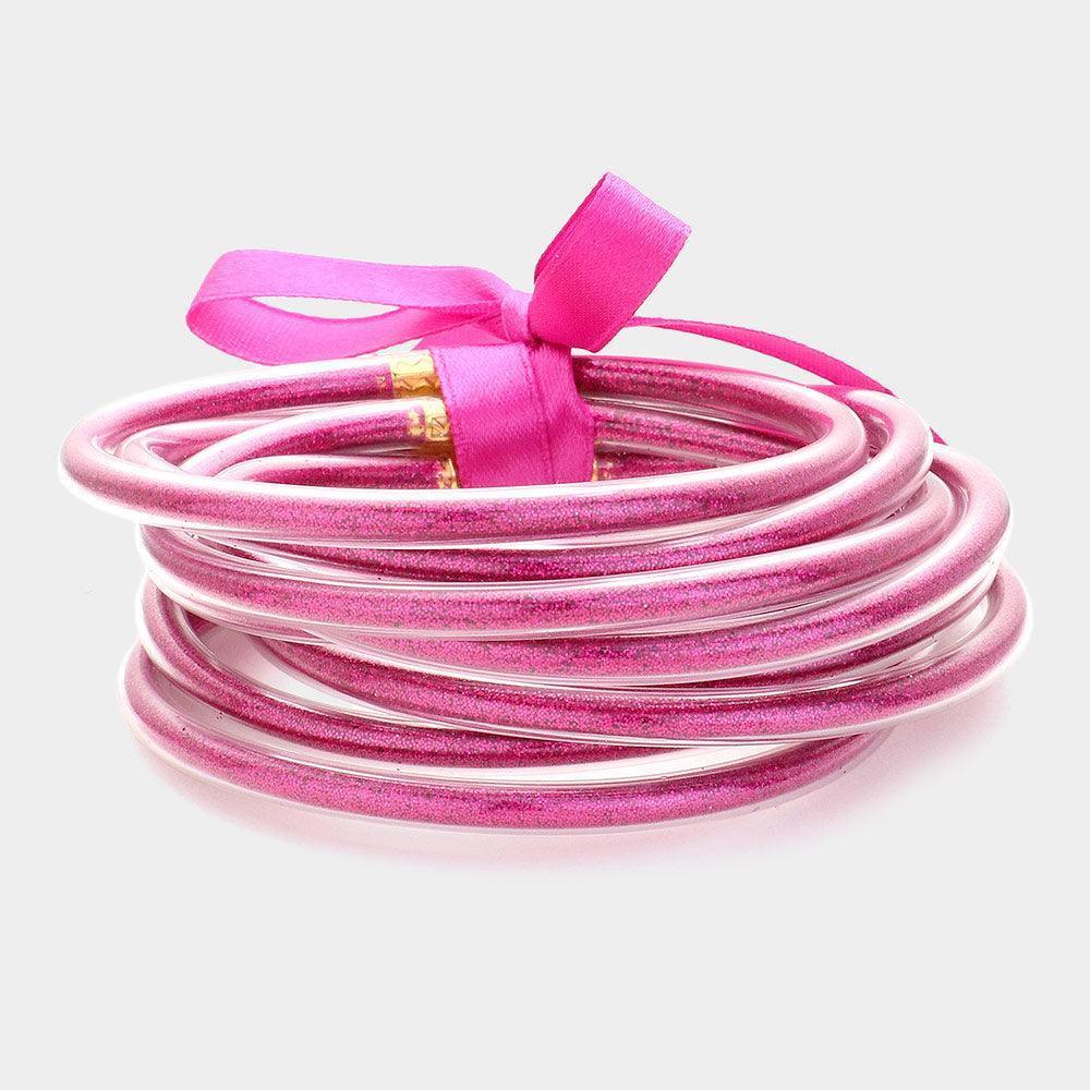 Red 9PCS - Glitter Jelly Tube Bangle Bracelet - Jewelry Store by Erik Rayo