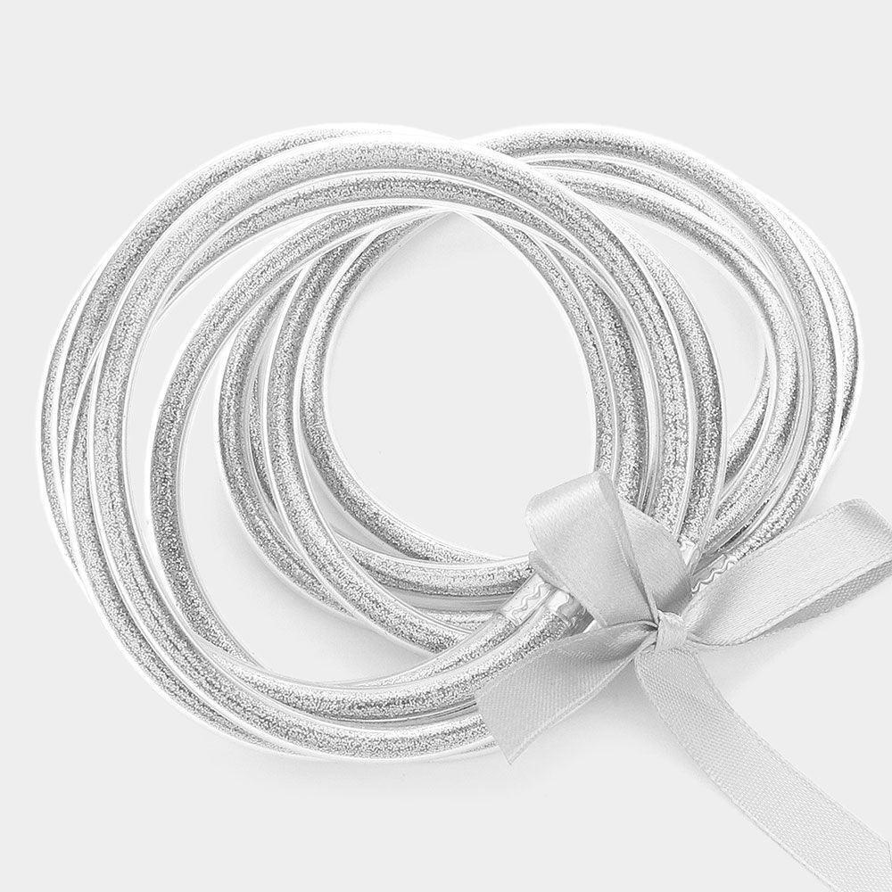 Silver 9PCS Glitter Jelly Tube Bangle Bracelet - Jewelry Store by Erik Rayo