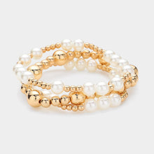 Load image into Gallery viewer, Cream 6PCS - Multi Beaded Stretch Layered Bracelets
