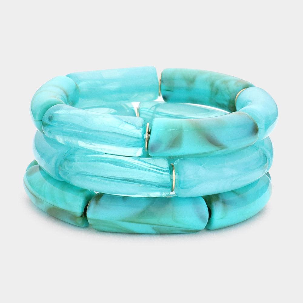 Turquoise 3PCS Resin Stretch Bracelets - Jewelry Store by Erik Rayo