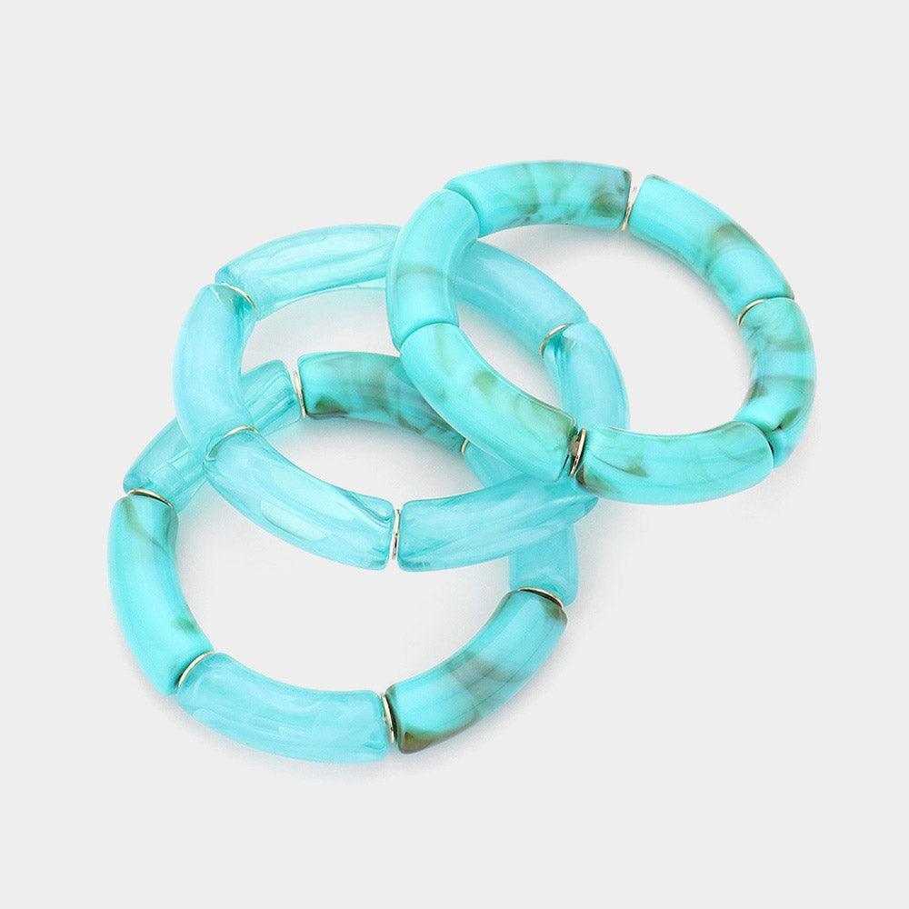Turquoise 3PCS Resin Stretch Bracelets - Jewelry Store by Erik Rayo