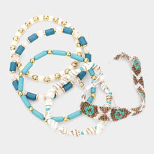 Load image into Gallery viewer, Turquoise 5PCS - Boho Pattern Detailed Shell Beaded Bracelets
