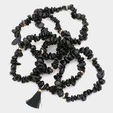 Load image into Gallery viewer, Black 5PCS  Natural Stone Tassel Multi Layered Bracelets
