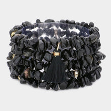 Load image into Gallery viewer, Black 5PCS  Natural Stone Tassel Multi Layered Bracelets
