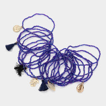 Load image into Gallery viewer, 20PCS - Seed Beaded Tassel Shell Leaf Coin Charm Stretch Multi Layered Bracelets
