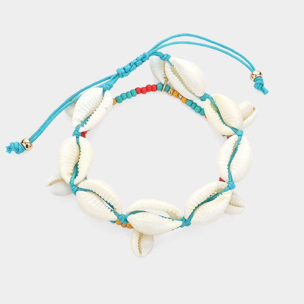 2PCS - Puka Shell Beaded Cinch Pull Tie Beaded Stretch Bracelets - Jewelry Store by Erik Rayo