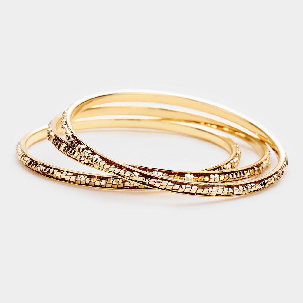 Gold 3PCS Metal Bead Cluster Bangle Layered Bracelets - Jewelry Store by Erik Rayo