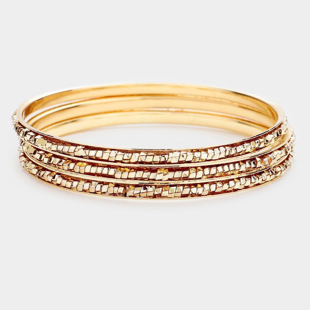 Gold 3PCS Metal Bead Cluster Bangle Layered Bracelets - Jewelry Store by Erik Rayo