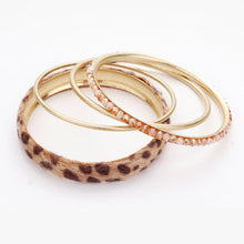 Load image into Gallery viewer, 4PCS  Animal Leather Rhinestone Metal Bangle Bracelets
