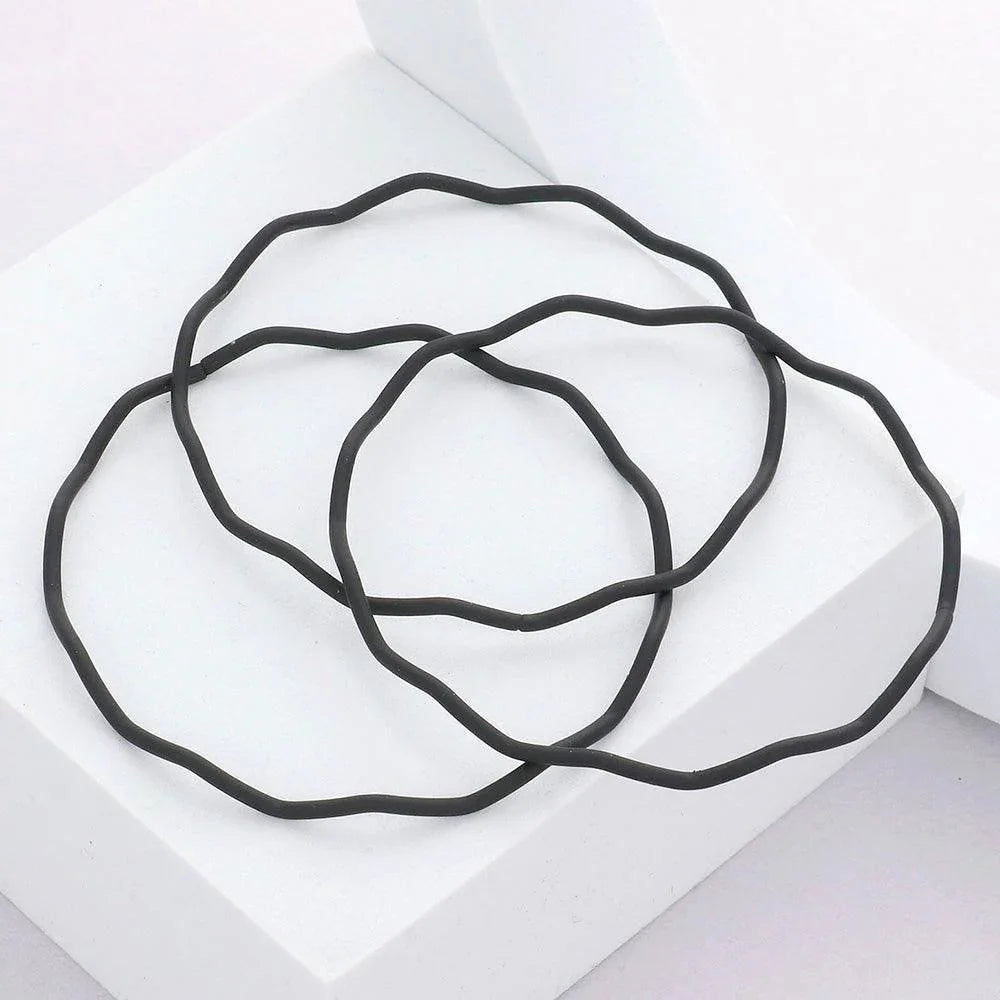 Black 3PCS Zigzag Chevron Wavy Bangle Bracelets - Jewelry Store by Erik Rayo