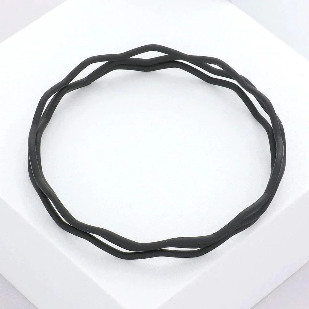 Black 3PCS Zigzag Chevron Wavy Bangle Bracelets - Jewelry Store by Erik Rayo