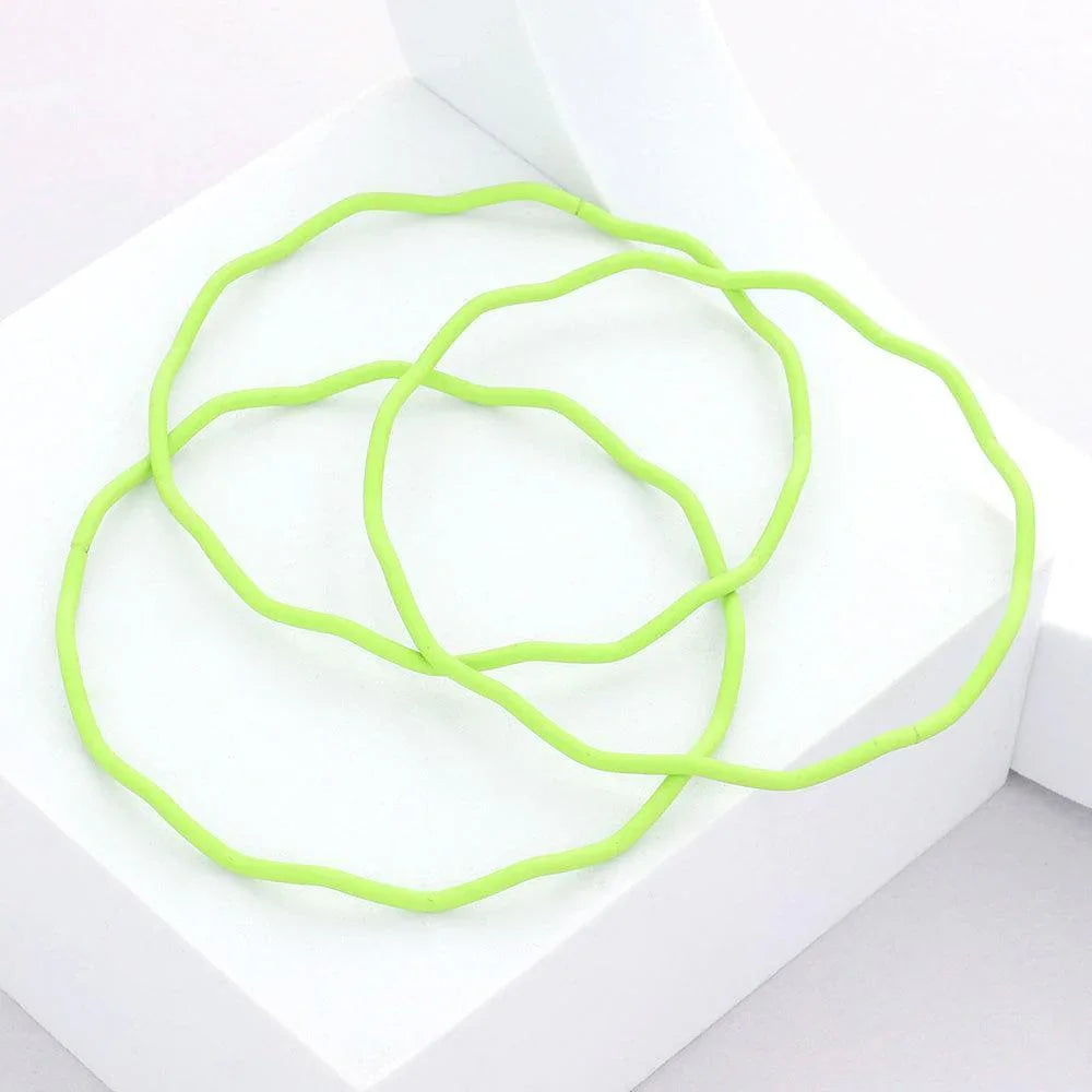 Green 3PCS - Zigzag Chevron Wavy Bangle Bracelets - Jewelry Store by Erik Rayo