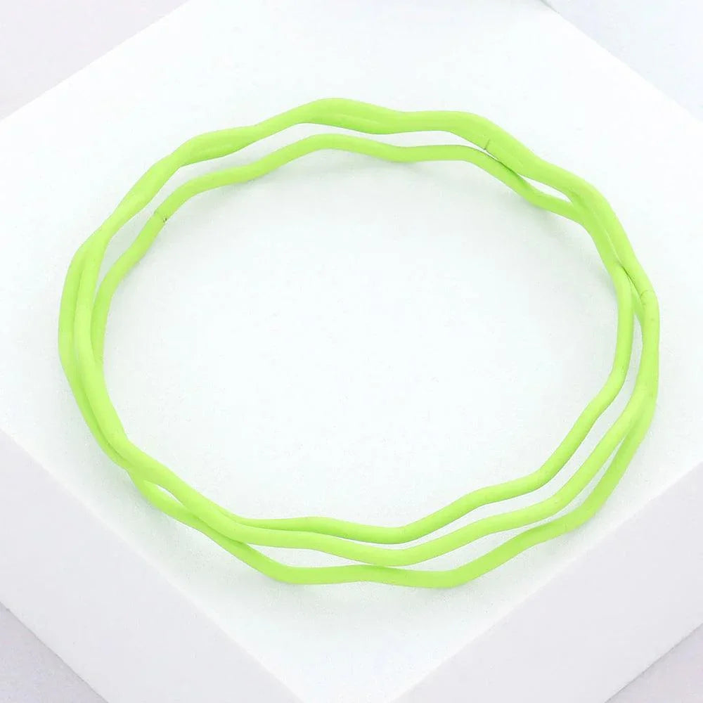 Green 3PCS - Zigzag Chevron Wavy Bangle Bracelets - Jewelry Store by Erik Rayo