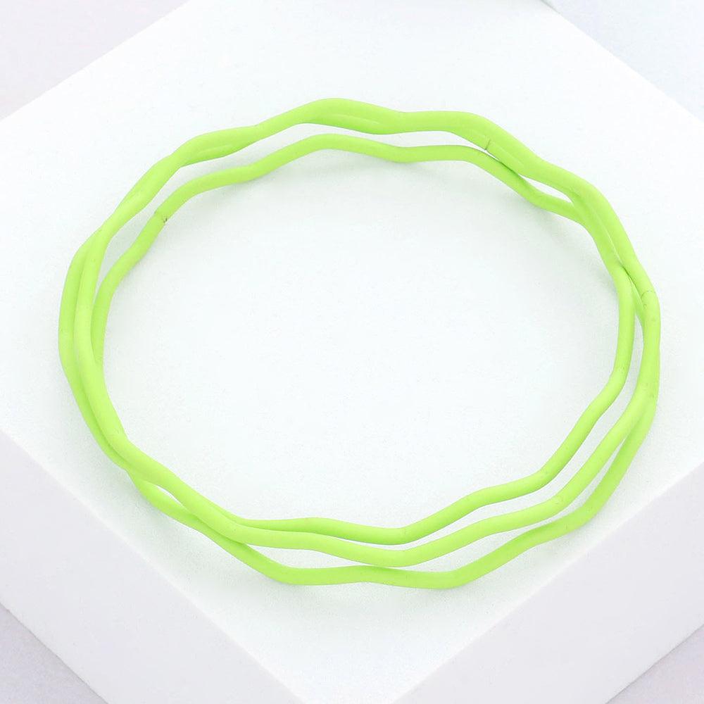 Green 3PCS - Zigzag Chevron Wavy Bangle Bracelets