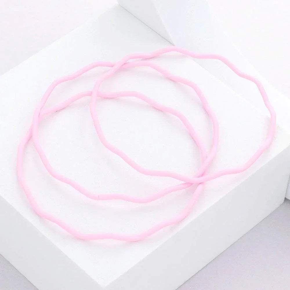 Pink 3PCS - Zigzag Chevron Wavy Bangle Bracelets - Jewelry Store by Erik Rayo