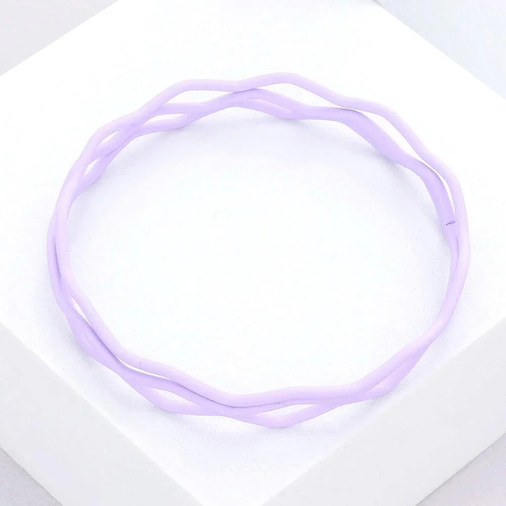 Lavender 3PCS - Zigzag Chevron Wavy Bangle Bracelets - Jewelry Store by Erik Rayo