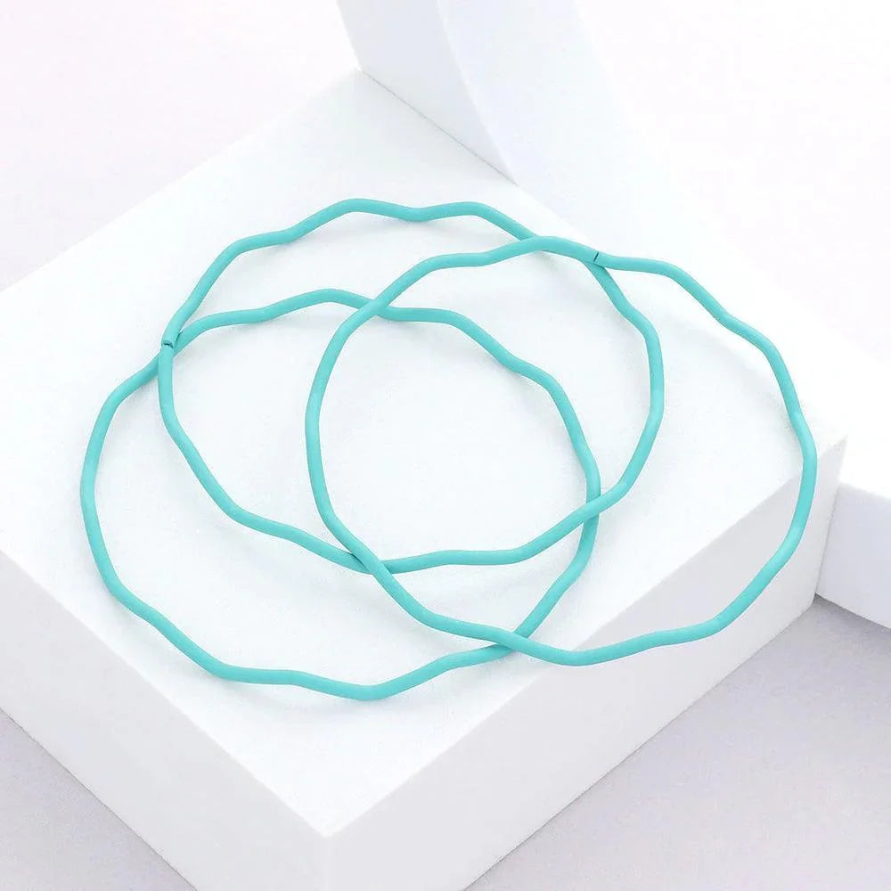 Turquoise 3PCS - Zigzag Chevron Wavy Bangle Bracelets - Jewelry Store by Erik Rayo