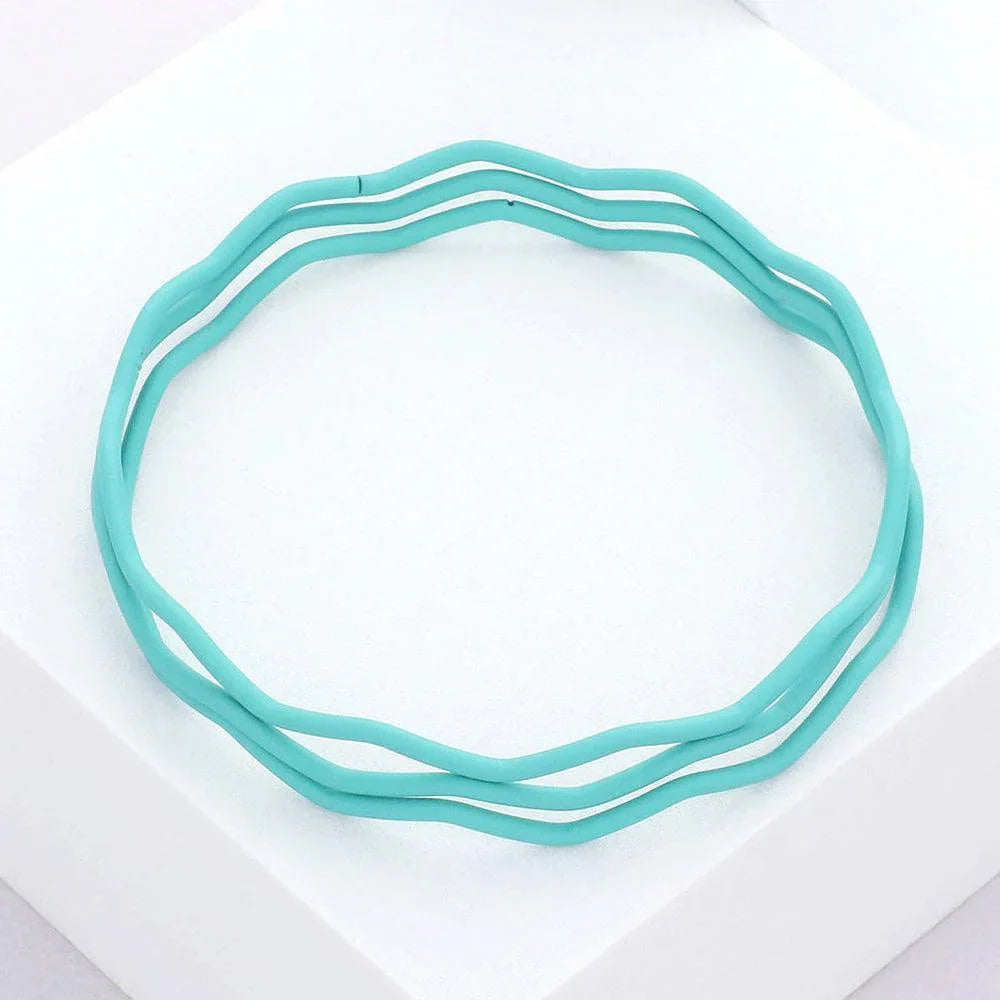 Turquoise 3PCS - Zigzag Chevron Wavy Bangle Bracelets - Jewelry Store by Erik Rayo