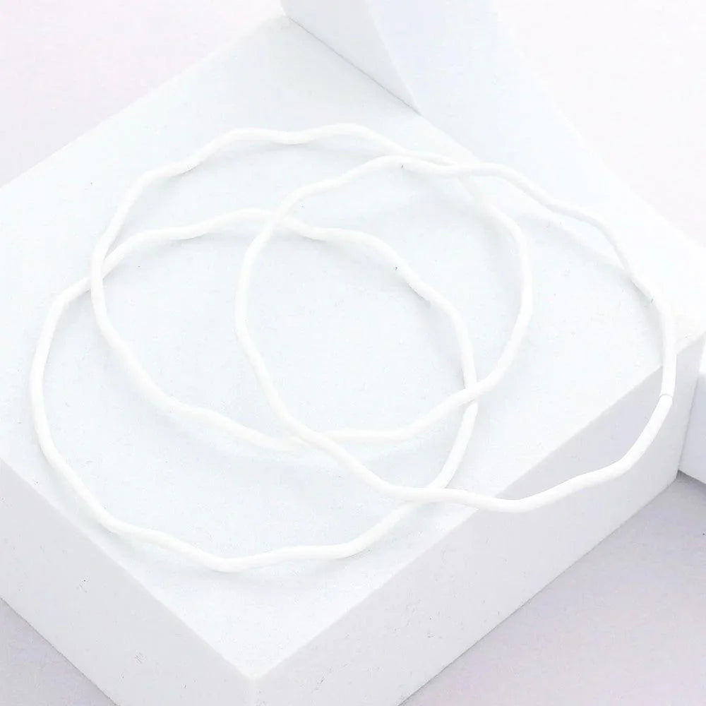 White 3PCS - Zigzag Chevron Wavy Bangle Bracelets - Jewelry Store by Erik Rayo