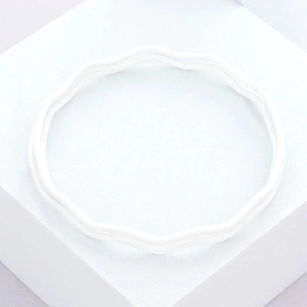 White 3PCS - Zigzag Chevron Wavy Bangle Bracelets - Jewelry Store by Erik Rayo