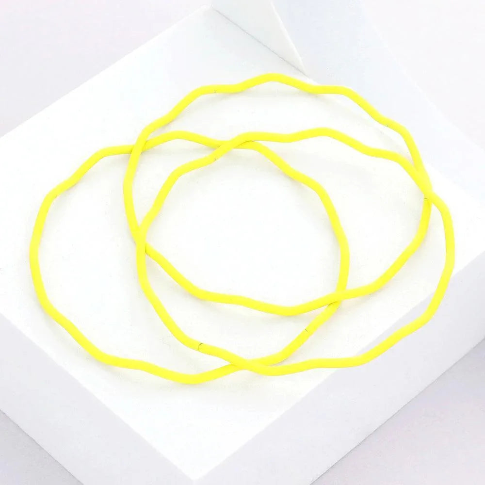 Yellow 3PCS - Zigzag Chevron Wavy Bangle Bracelets - Jewelry Store by Erik Rayo