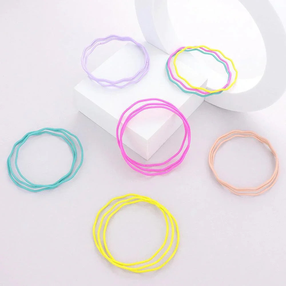 Yellow 3PCS - Zigzag Chevron Wavy Bangle Bracelets - Jewelry Store by Erik Rayo
