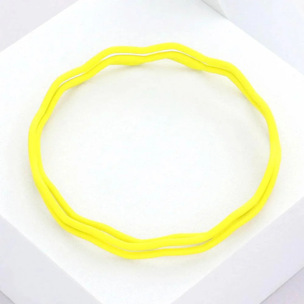 Yellow 3PCS - Zigzag Chevron Wavy Bangle Bracelets - Jewelry Store by Erik Rayo
