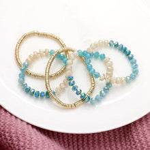 Load image into Gallery viewer, Aqua 5PCS - Faceted Beaded Heishi Beaded Multi Layered Stretch Bracelet
