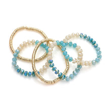 Load image into Gallery viewer, Aqua 5PCS - Faceted Beaded Heishi Beaded Multi Layered Stretch Bracelet
