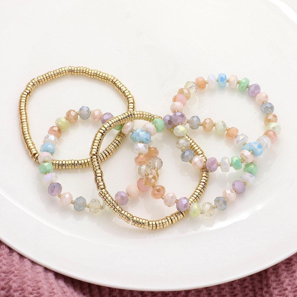 5PCS - Faceted Beaded Heishi Beaded Multi Layered Stretch Bracelet - Jewelry Store by Erik Rayo