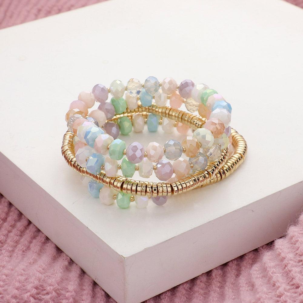 5PCS - Faceted Beaded Heishi Beaded Multi Layered Stretch Bracelet - Jewelry Store by Erik Rayo