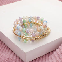 Load image into Gallery viewer, 5PCS - Faceted Beaded Heishi Beaded Multi Layered Stretch Bracelet
