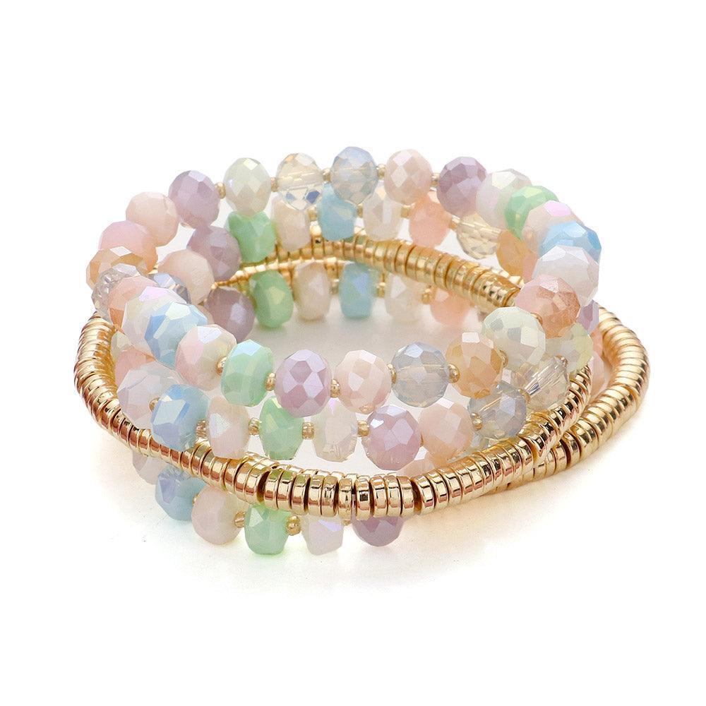 5PCS - Faceted Beaded Heishi Beaded Multi Layered Stretch Bracelet - Jewelry Store by Erik Rayo