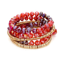 Load image into Gallery viewer, 5PCS - Faceted Beaded Heishi Beaded Multi Layered Stretch Bracelet
