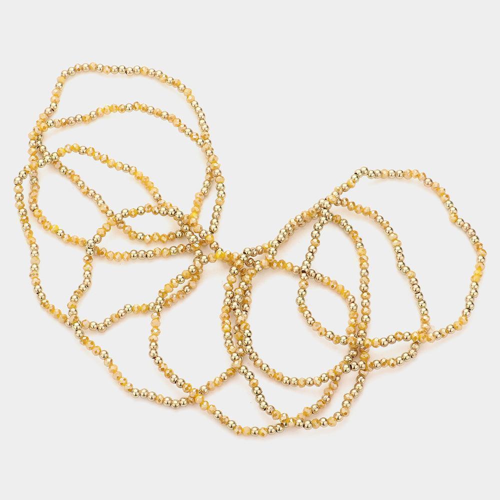 8PCS - Metal Ball Faceted Beaded Stretch Bracelets - Jewelry Store by Erik Rayo