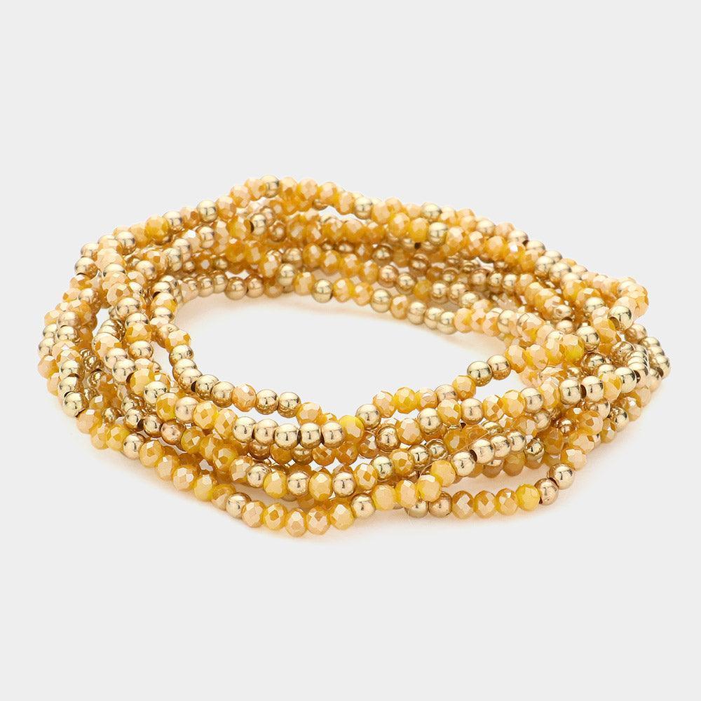 8PCS - Metal Ball Faceted Beaded Stretch Bracelets - Jewelry Store by Erik Rayo