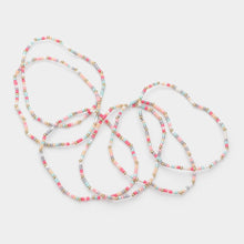 Load image into Gallery viewer, Pink 6PCS - Metal Ball Pointed Tube Beaded Stretch Multi Layered Bracelets
