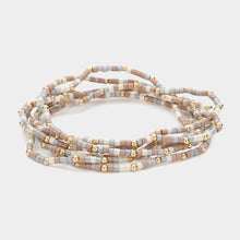 Load image into Gallery viewer, Brown 6PCS - Metal Ball Pointed Tube Beaded Stretch Multi Layered Bracelets
