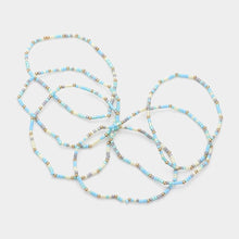 Load image into Gallery viewer, Turquoise 6PCS - Metal Ball Pointed Tube Beaded Stretch Multi Layered Bracelets
