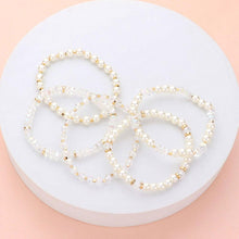 Load image into Gallery viewer, Clear 5PCS - Pearl Faceted Beaded Stretch Multi Layered Bracelets
