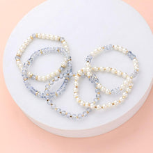 Load image into Gallery viewer, Blue 5PCS - Pearl Faceted Beaded Stretch Multi Layered Bracelets
