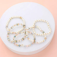 Load image into Gallery viewer, 5PCS - Pearl Faceted Beaded Stretch Multi Layered Bracelets
