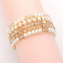 Load image into Gallery viewer, 5PCS - Pearl Faceted Beaded Stretch Multi Layered Bracelets
