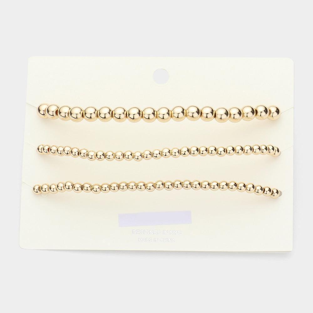 Gold 3PCS DO WHAT YOU LOVE Metal Heart Charm Message Stretch Bracelets - Jewelry Store by Erik Rayo