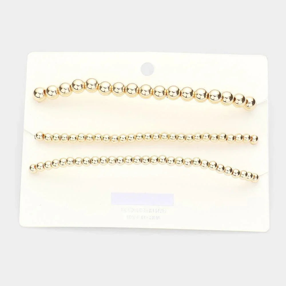 Gold 3PCS mama Charm Message Stretch Bracelets - Jewelry Store by Erik Rayo