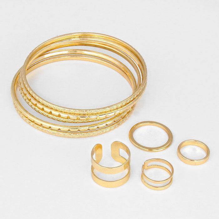 Gold MultiLayered Bracelet With Rings - Jewelry Store by Erik Rayo