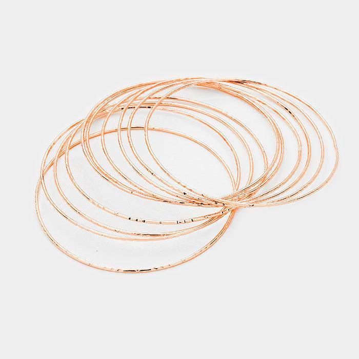 Rose Gold 10PCS Textured Metal Bangle Bracelets - Jewelry Store by Erik Rayo