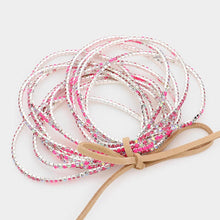 Load image into Gallery viewer, Silver 12PCS  Ribbon Colorful Rhinestone Layered Stretch Bracelets
