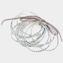 Load image into Gallery viewer, Silver 12PCS  Ribbon Colorful Rhinestone Layered Stretch Bracelets
